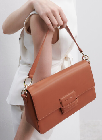 Torebka skórzana brązowa