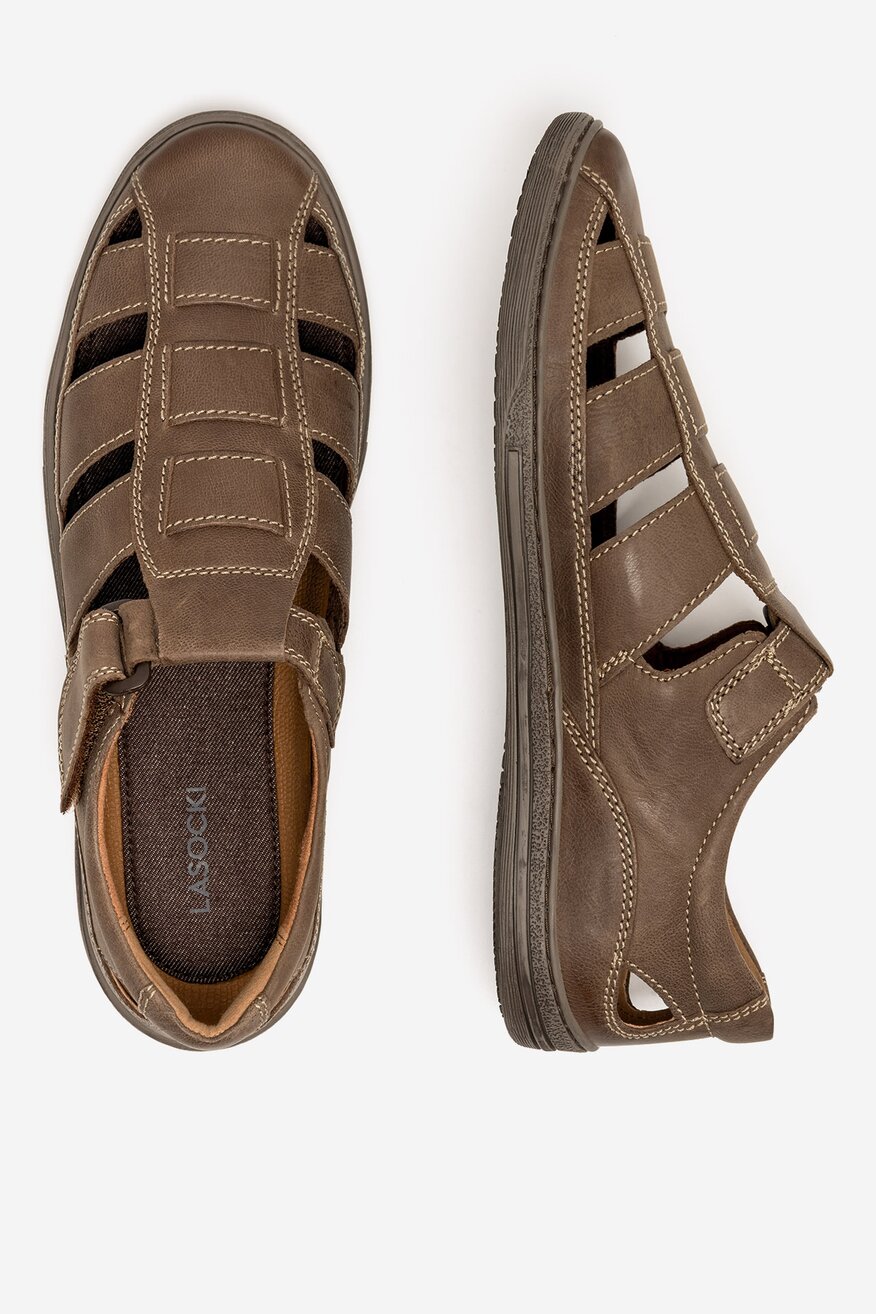 
                Lasocki - Sandały skórzane na rzepy - 5905588570837