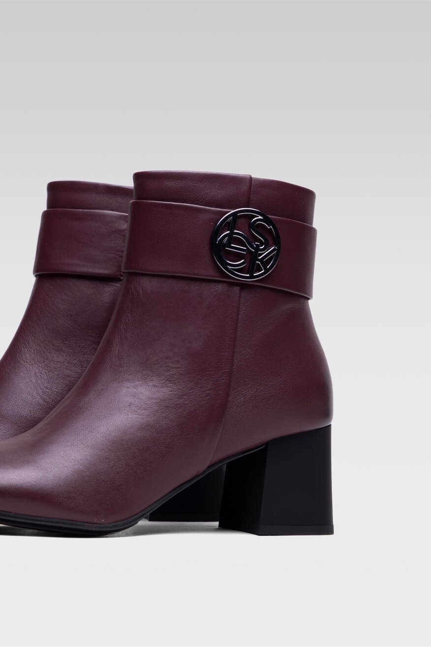 
                Lasocki - Skórzane botki bordowe - 5904248012243