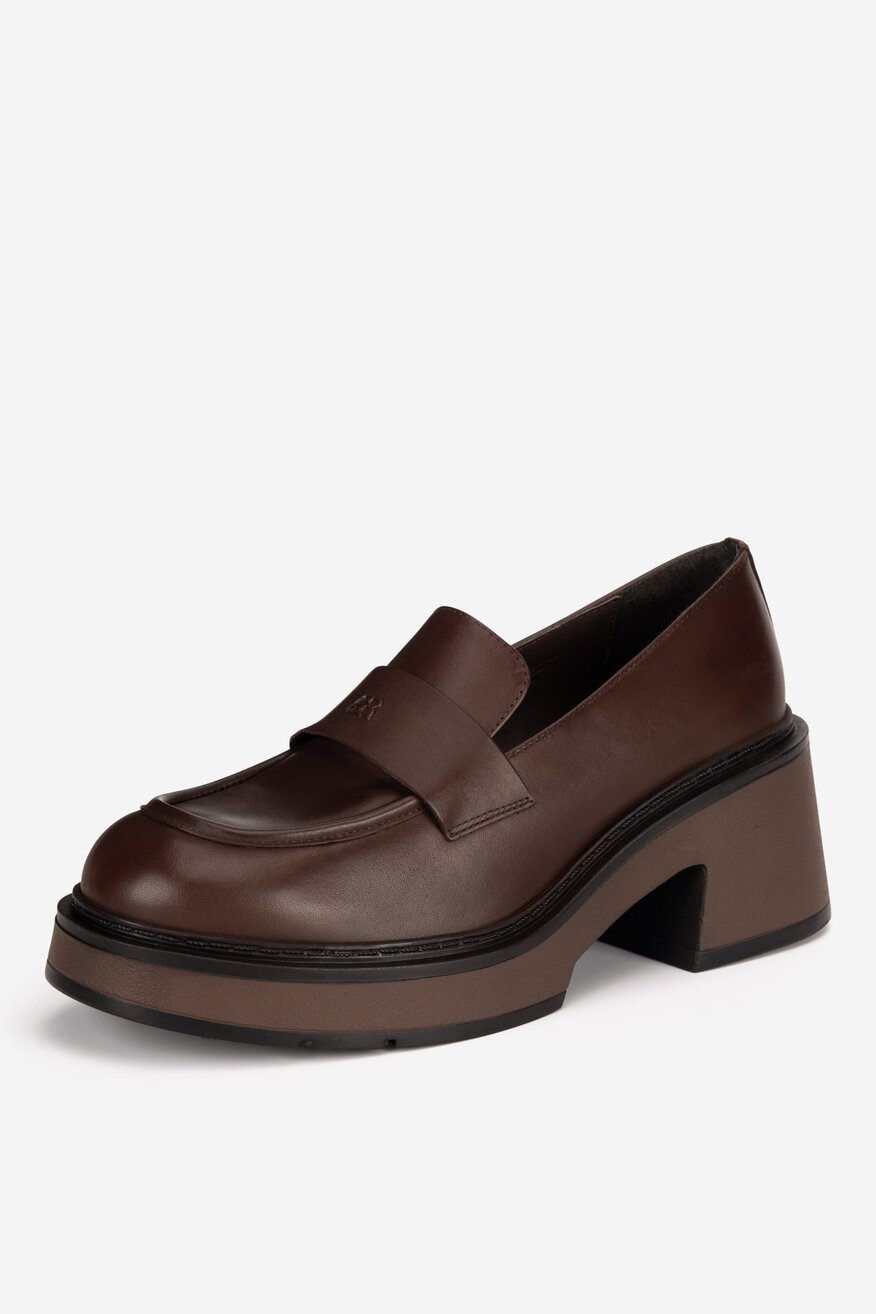 Gino Rossi - Loafersy skórzane na obcasie - 5905588991199