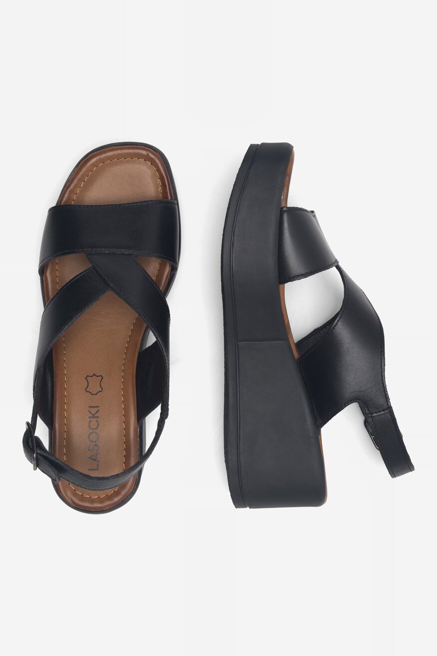 
                Lasocki - Skórzane sandały czarne - 5904862825328