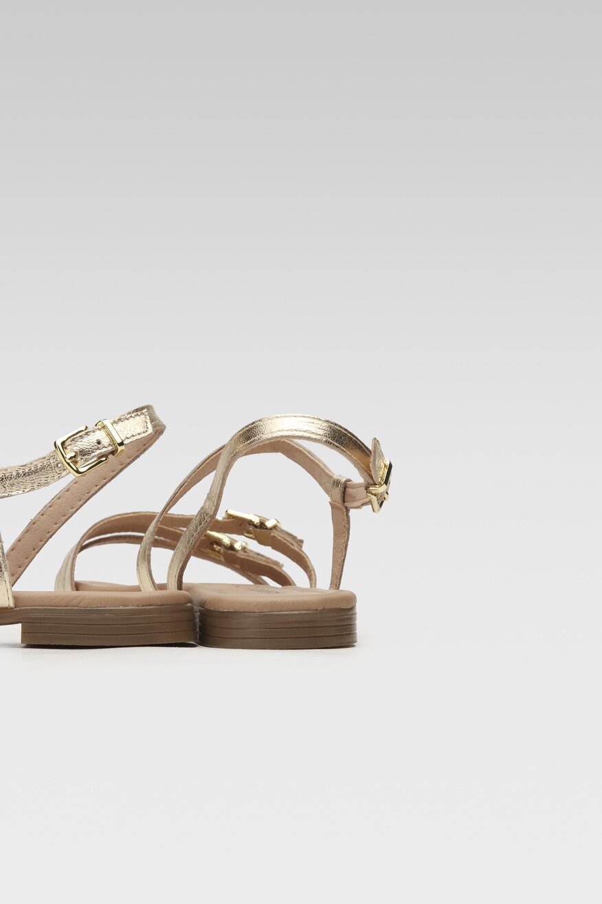 
                Lasocki - Skórzane sandały złote - 5904862817729