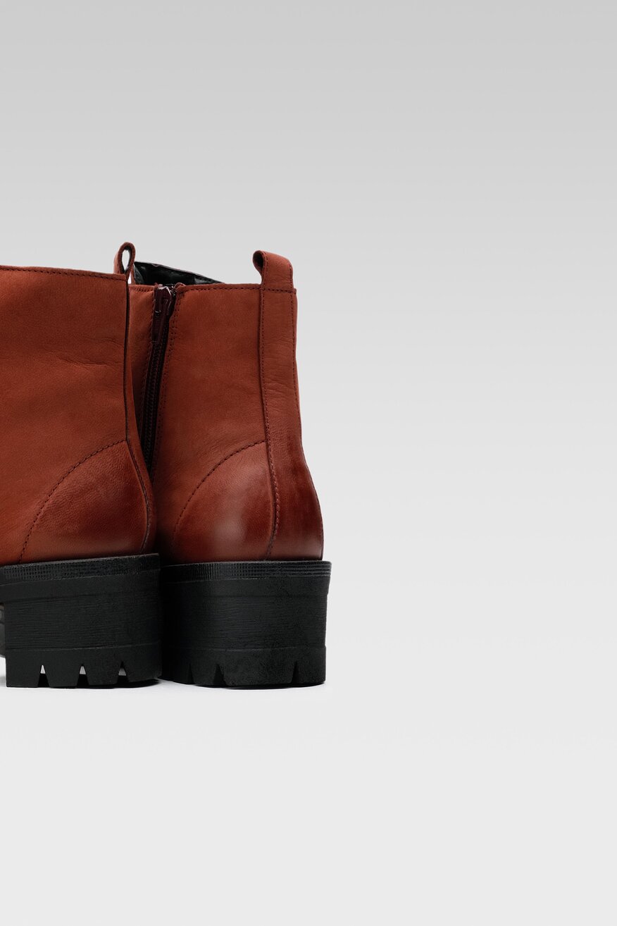 Lasocki - Skórzane trzewiki bordowe - 5904248890919