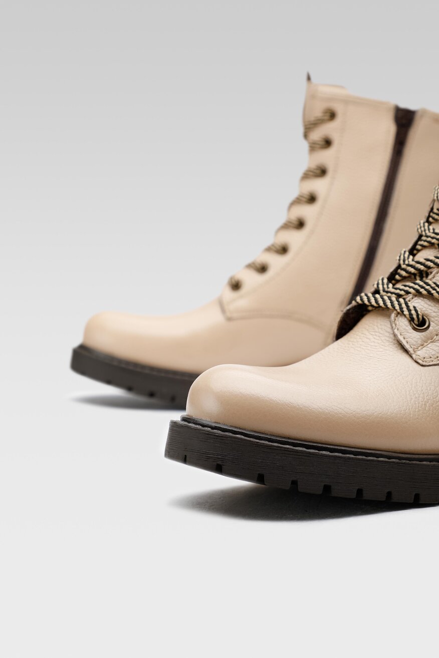 
                Lasocki - Skórzane trzewiki beżowe - 5904248938666