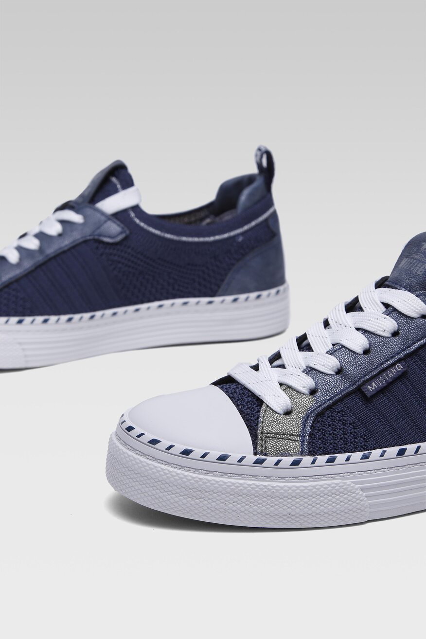 Mustang - Trampki granatowe sznurowane - 5904248421793