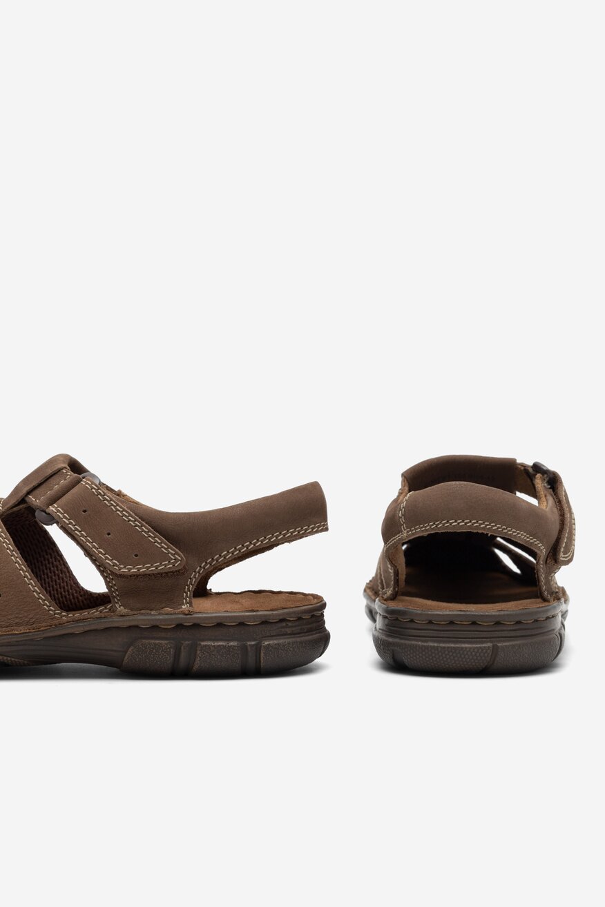 Cesare Cave - Skórzane sandały brązowe - 5904862909189