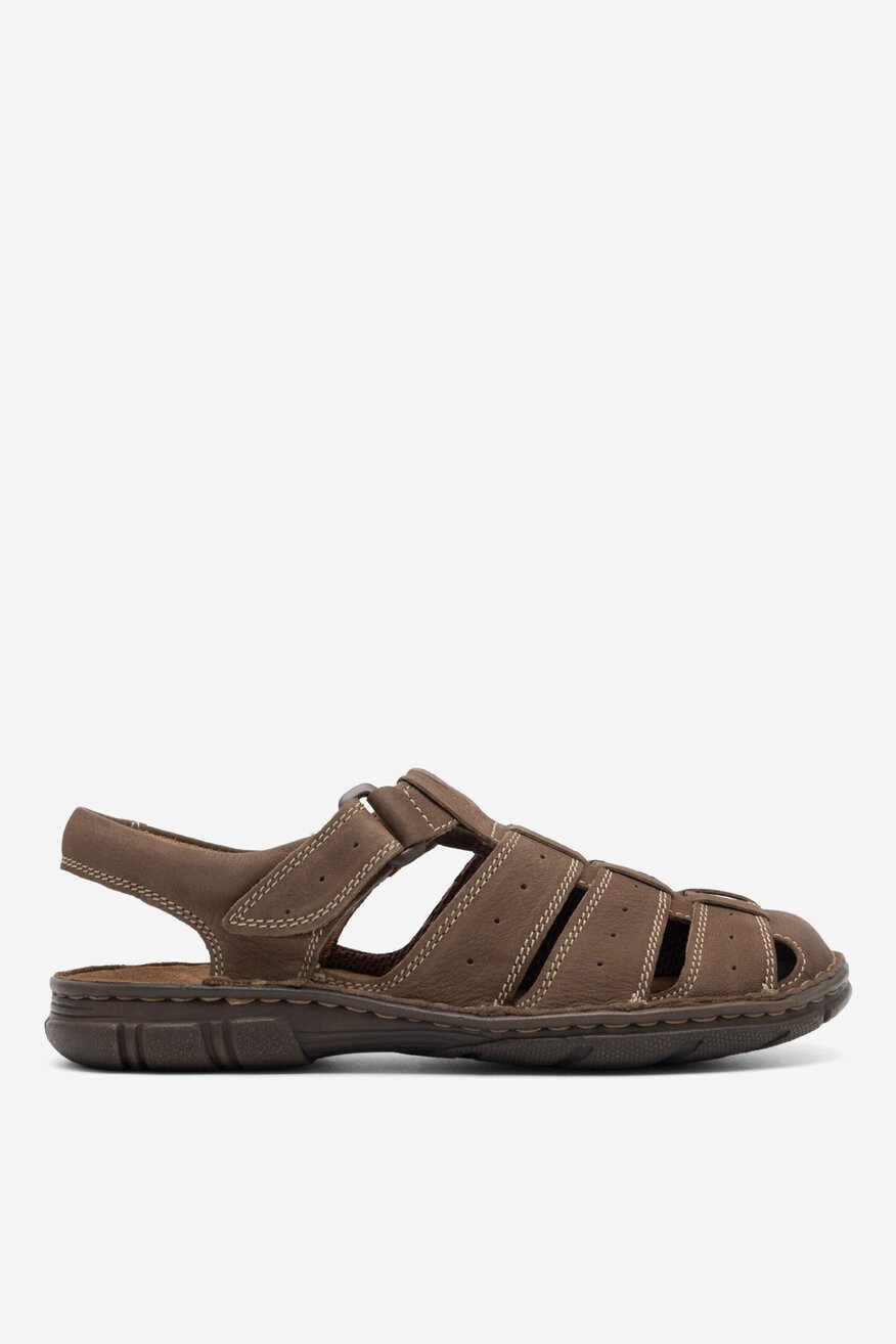 Cesare Cave - Skórzane sandały brązowe - 5904862909189