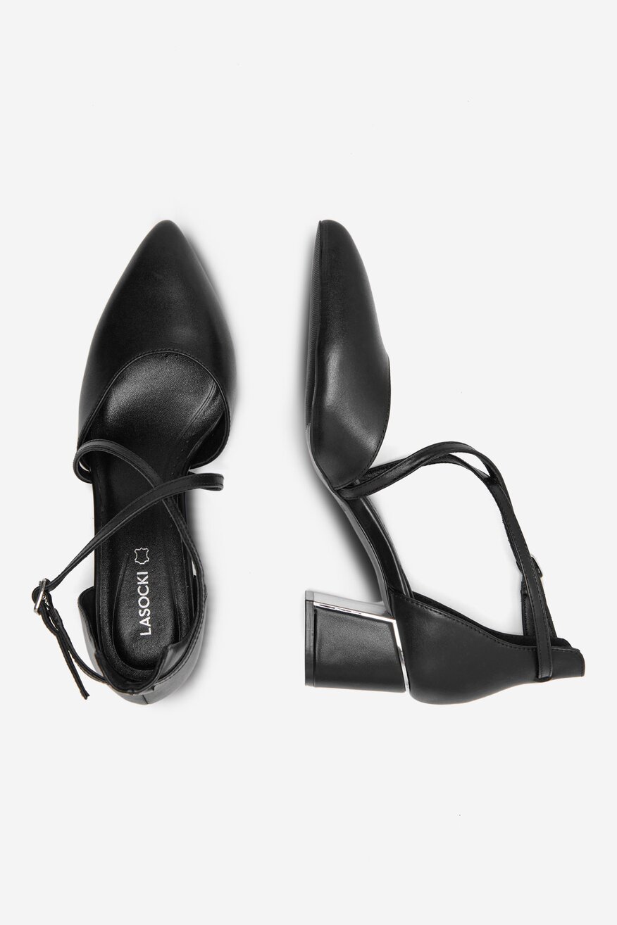 Lasocki - Czółenka skórzane na słupku - 5905588777113