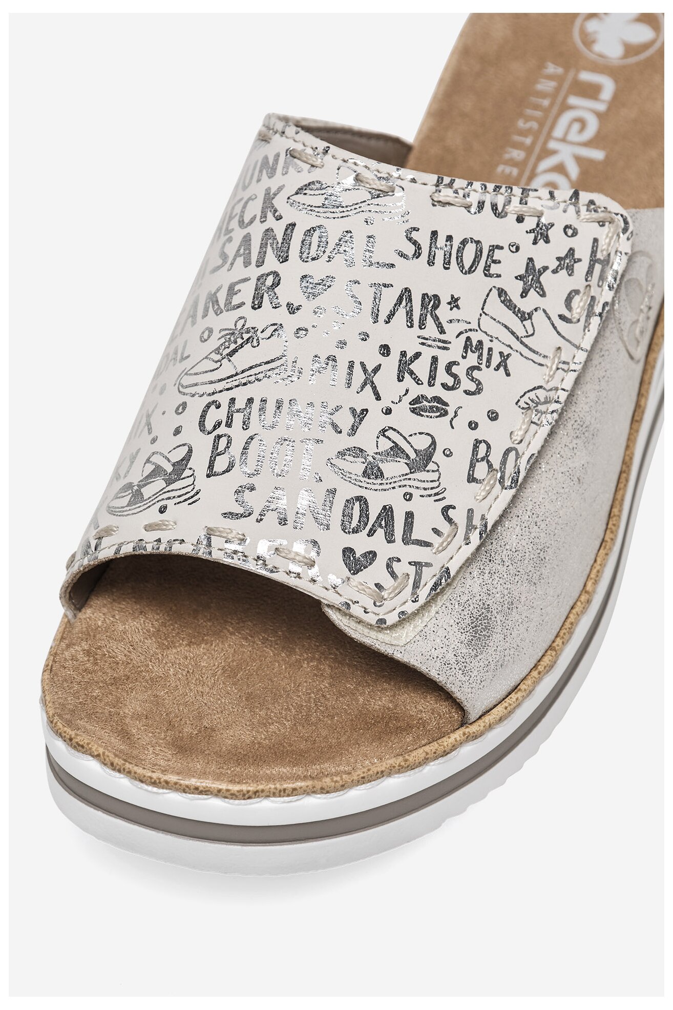 Klapki Rieker V0290-90 Srebrny