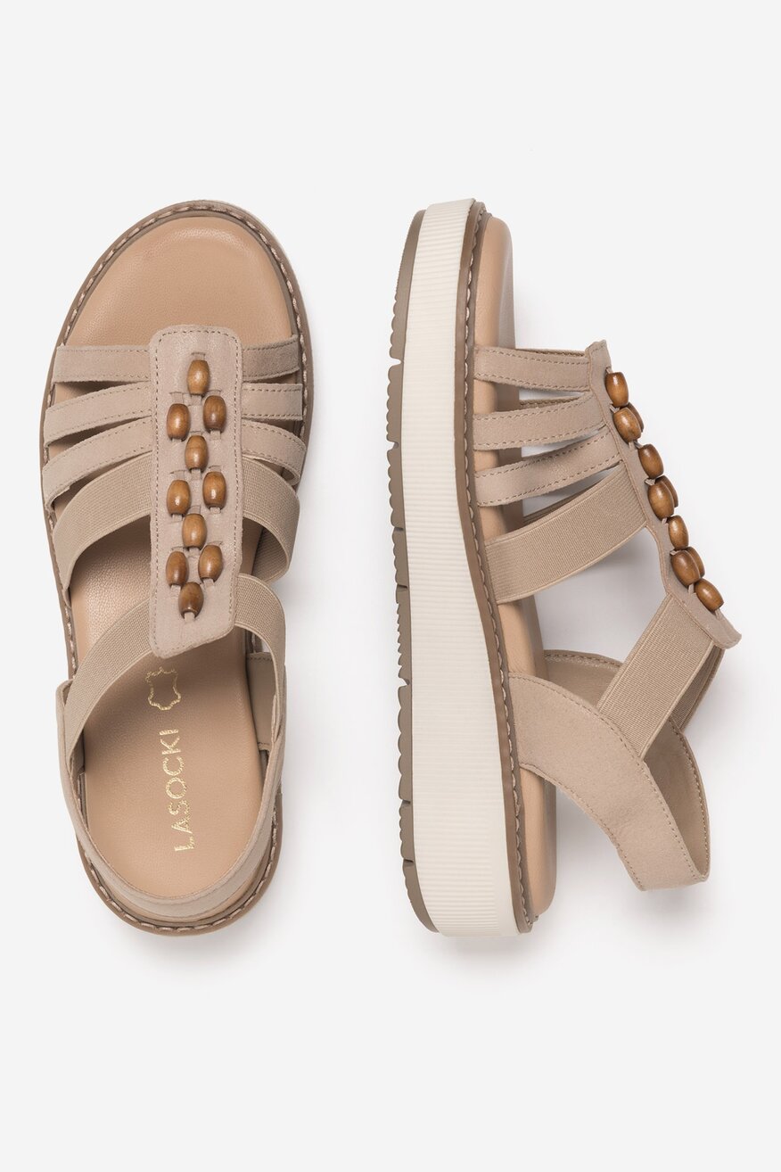 
                Lasocki - Sandały skórzane na koturnie - 5905588594505