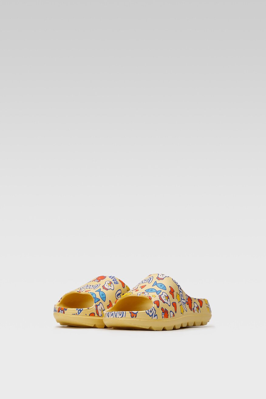 
                Sprandi - Klapki basenowe z printem żółte - 5904248555122