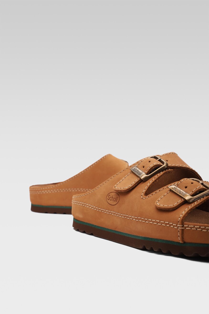 
                Scholl - Skórzane klapki brązowe - 5903698387819