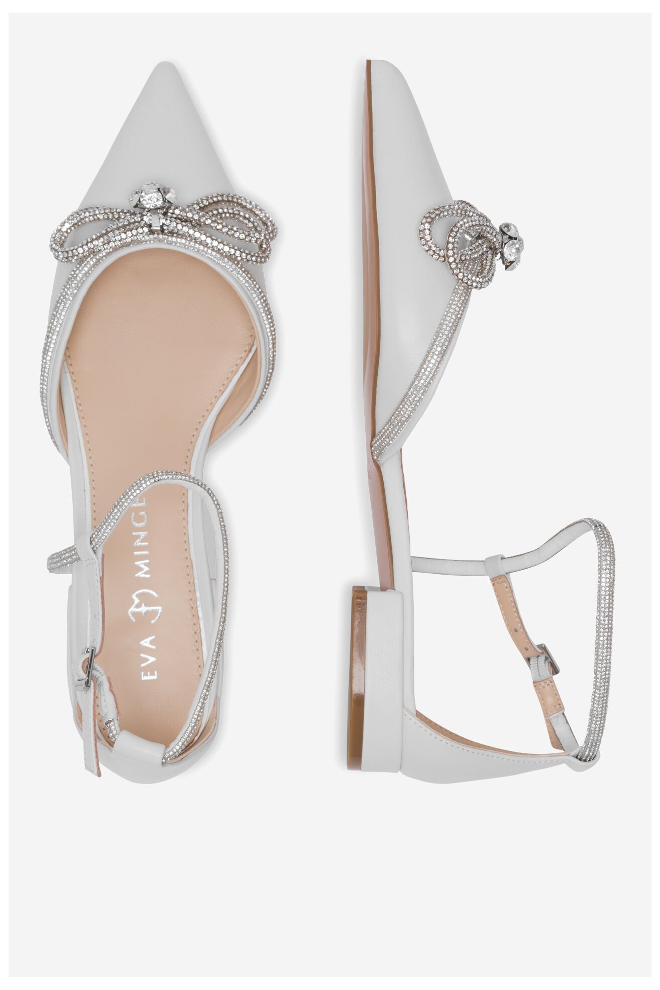 Baleriny EVA MINGE COMO-V1381-813-1 Biały