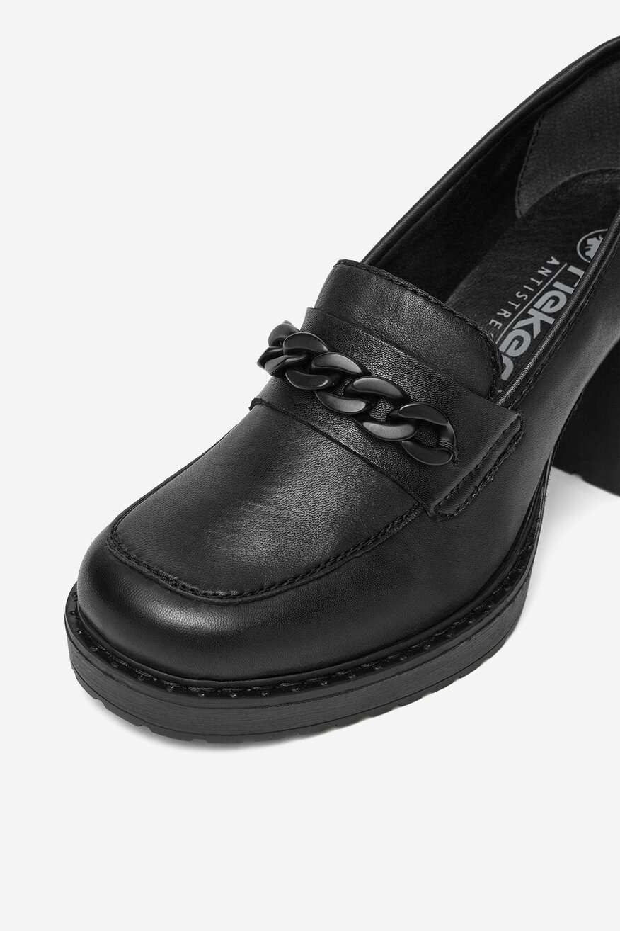 Rieker - Loafersy skórzane na obcasie - 2230074048372