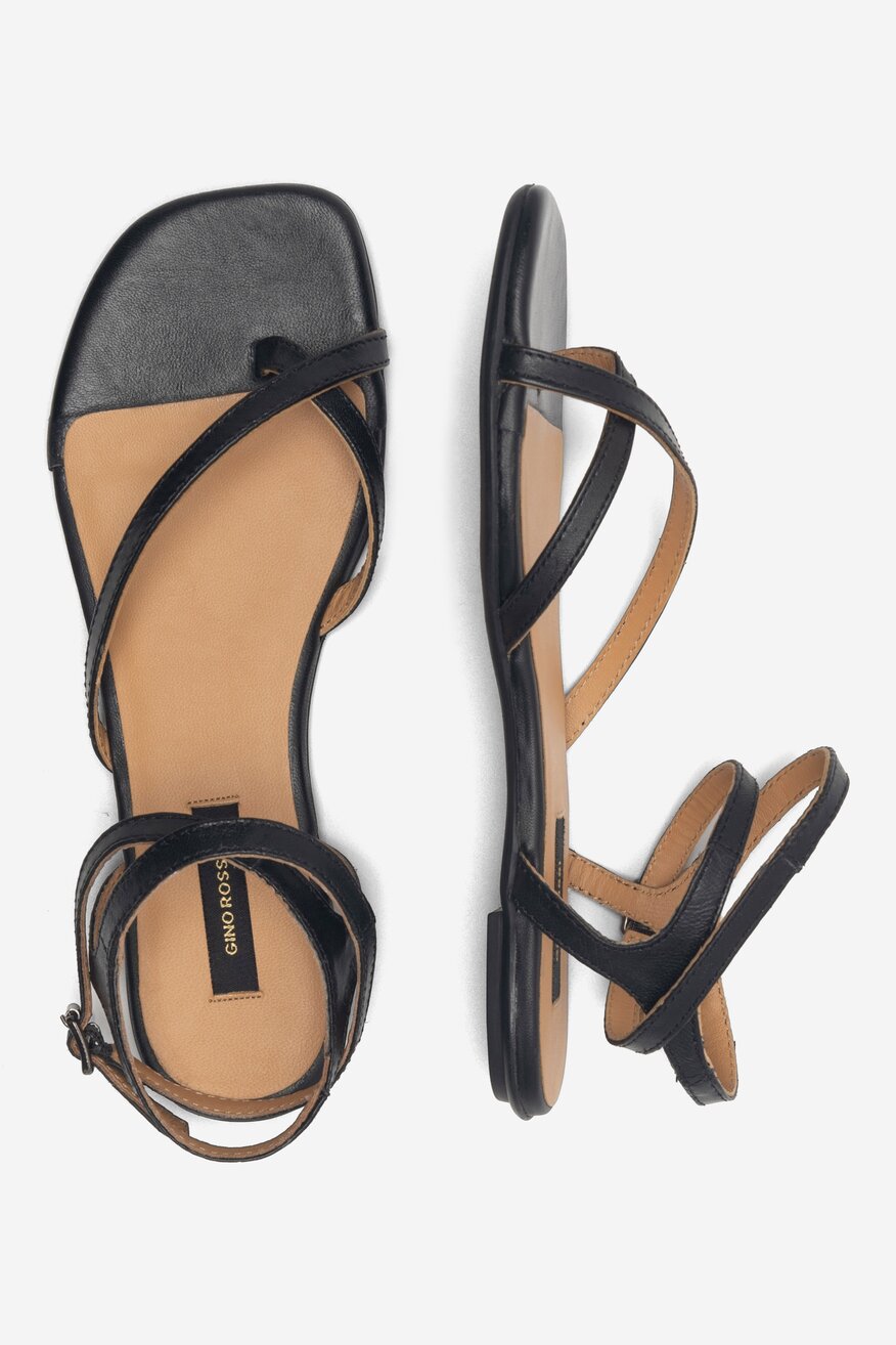 Gino Rossi - Skórzane sandały czarne - 5904862859248
