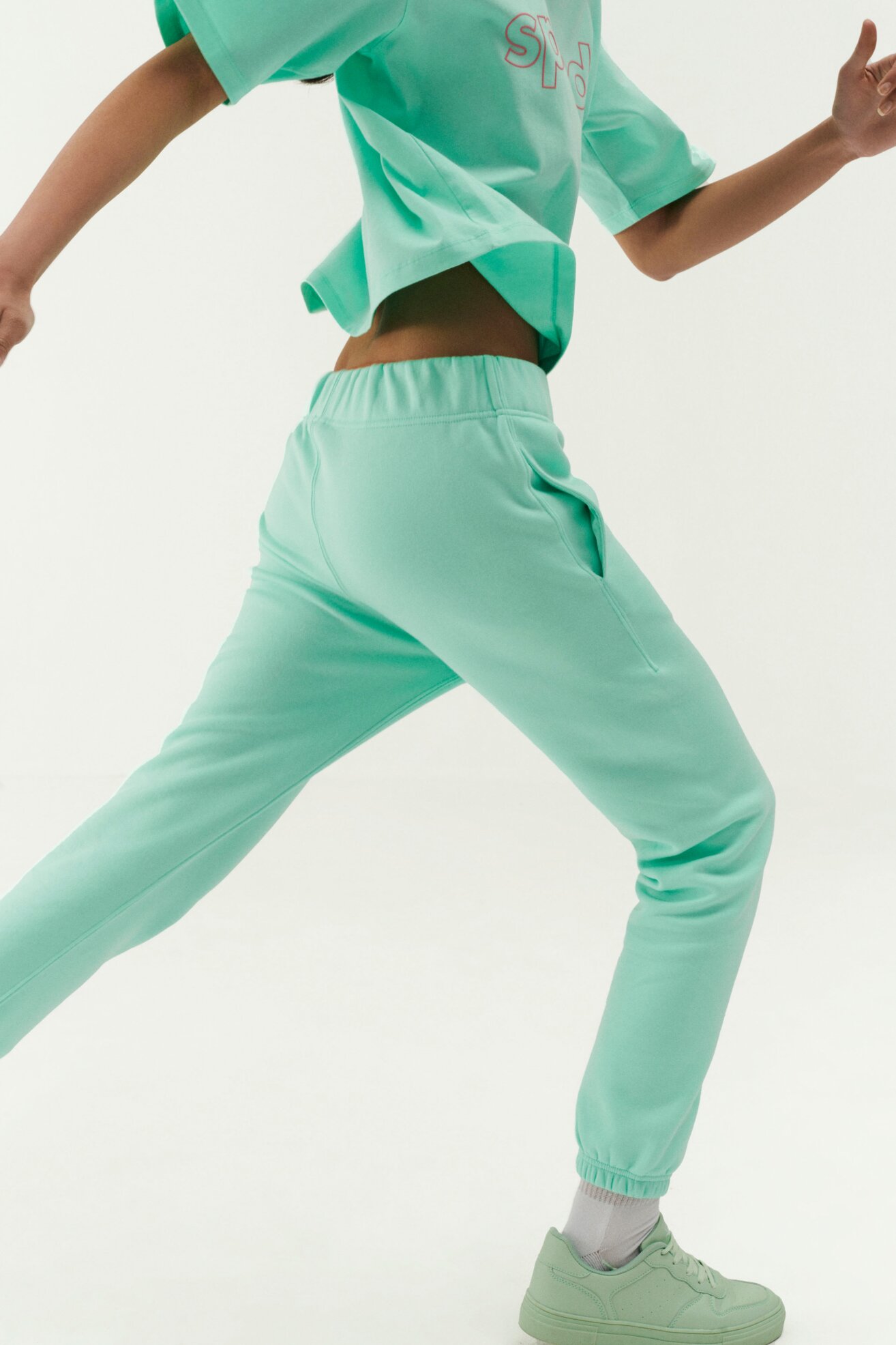 Spodnie joggersy Sprandi SS21-SPD005 Turkusowy