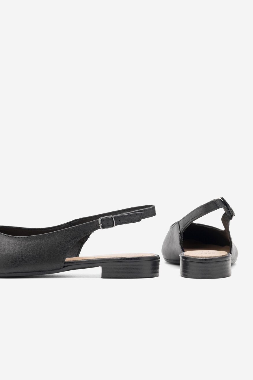 
                Sarah Karen - Skórzane baleriny z odkrytą piętą - 5904862828503