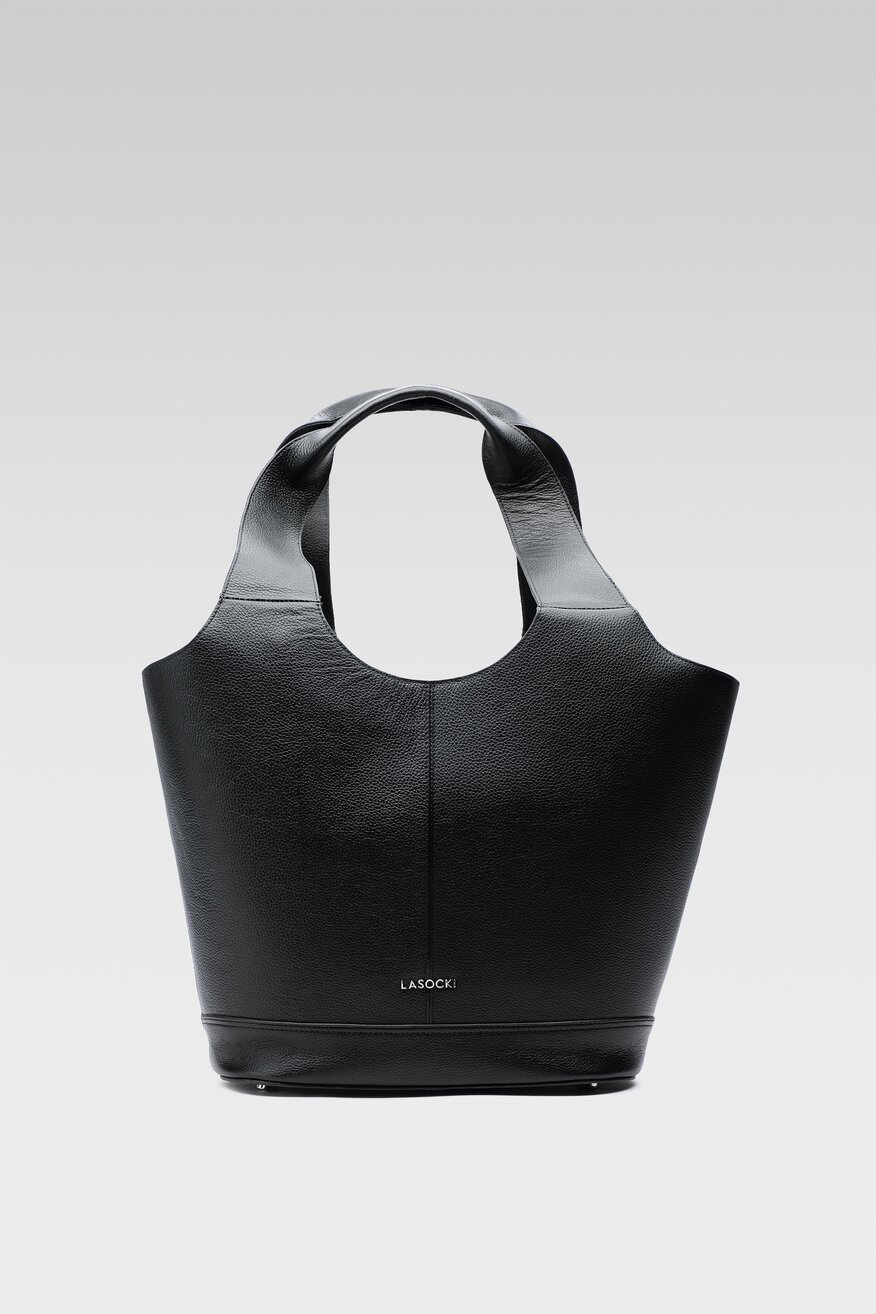 
                Lasocki - Skórzana torebka czarna - 5904248772581