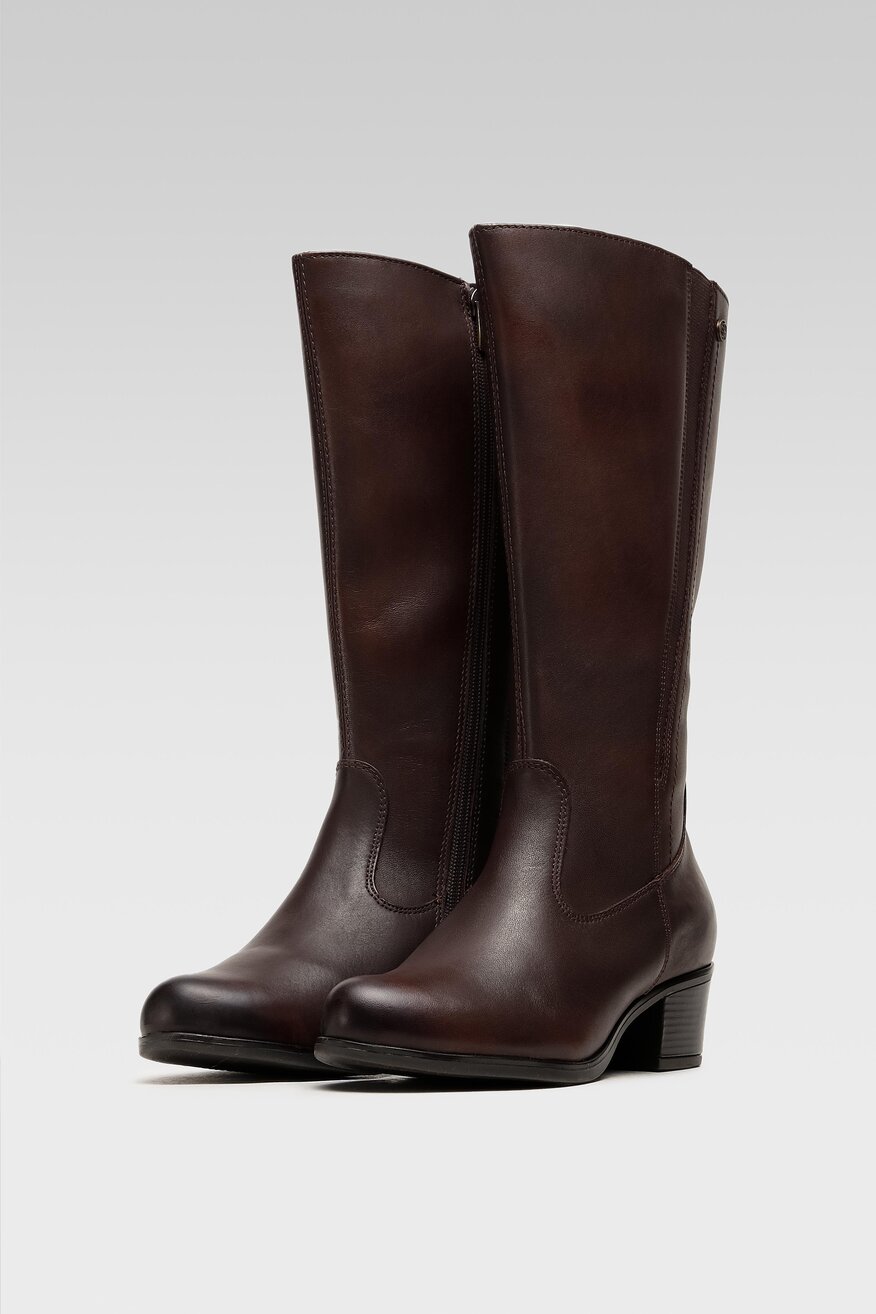 Lasocki - Skórzane kozaki brązowe - 5904248074579