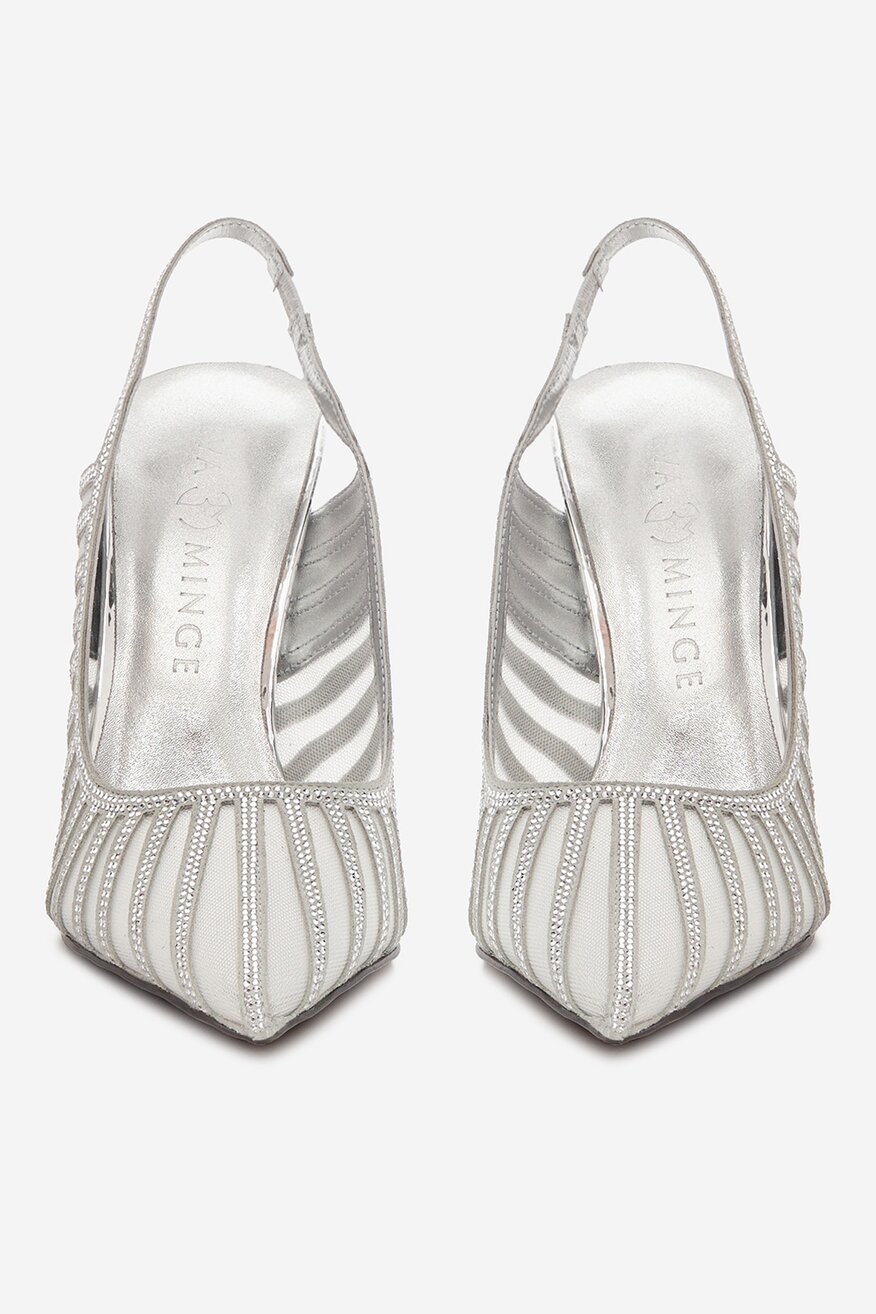 Pantofi cu toc EVA MINGE ARGINTIU - 5906751342855