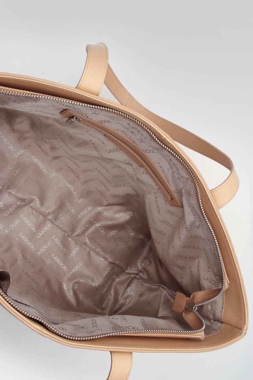 Lasocki - Torebka skórzana beżowa - 5904862661117