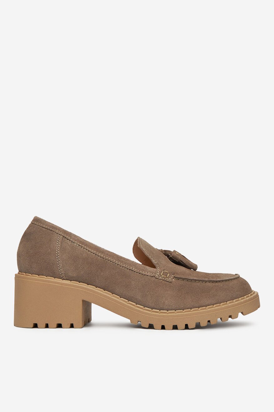 Lasocki - Loafersy zamszowe na obcasie - 5903698727332