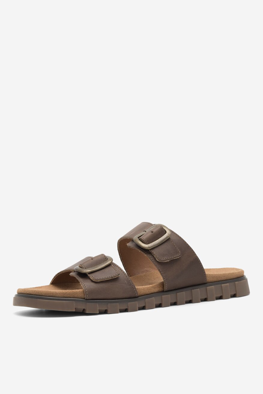 Lasocki - Skórzane klapki brązowe - 5904862864921