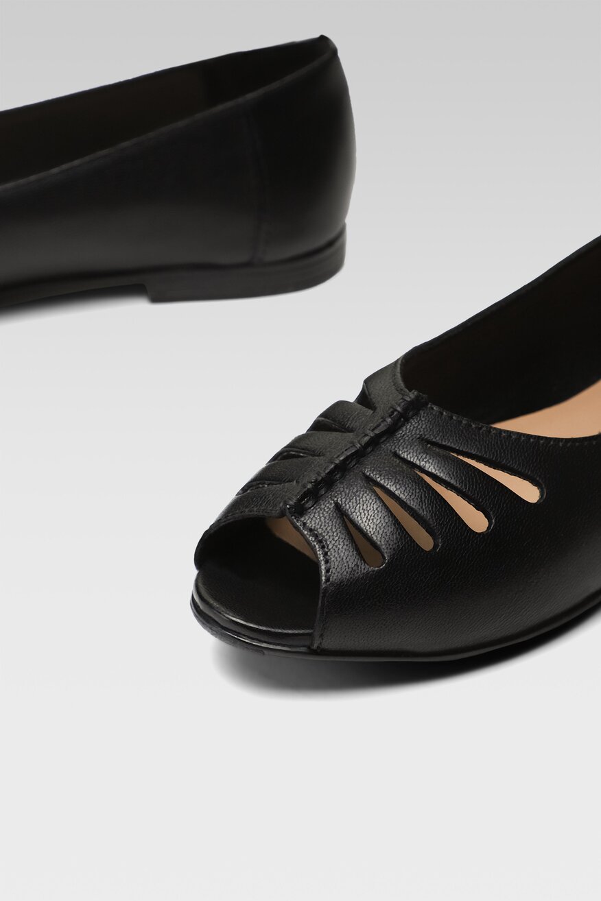 Lasocki - Skórzane baleriny z odkrytymi palcami - 5904862817385
