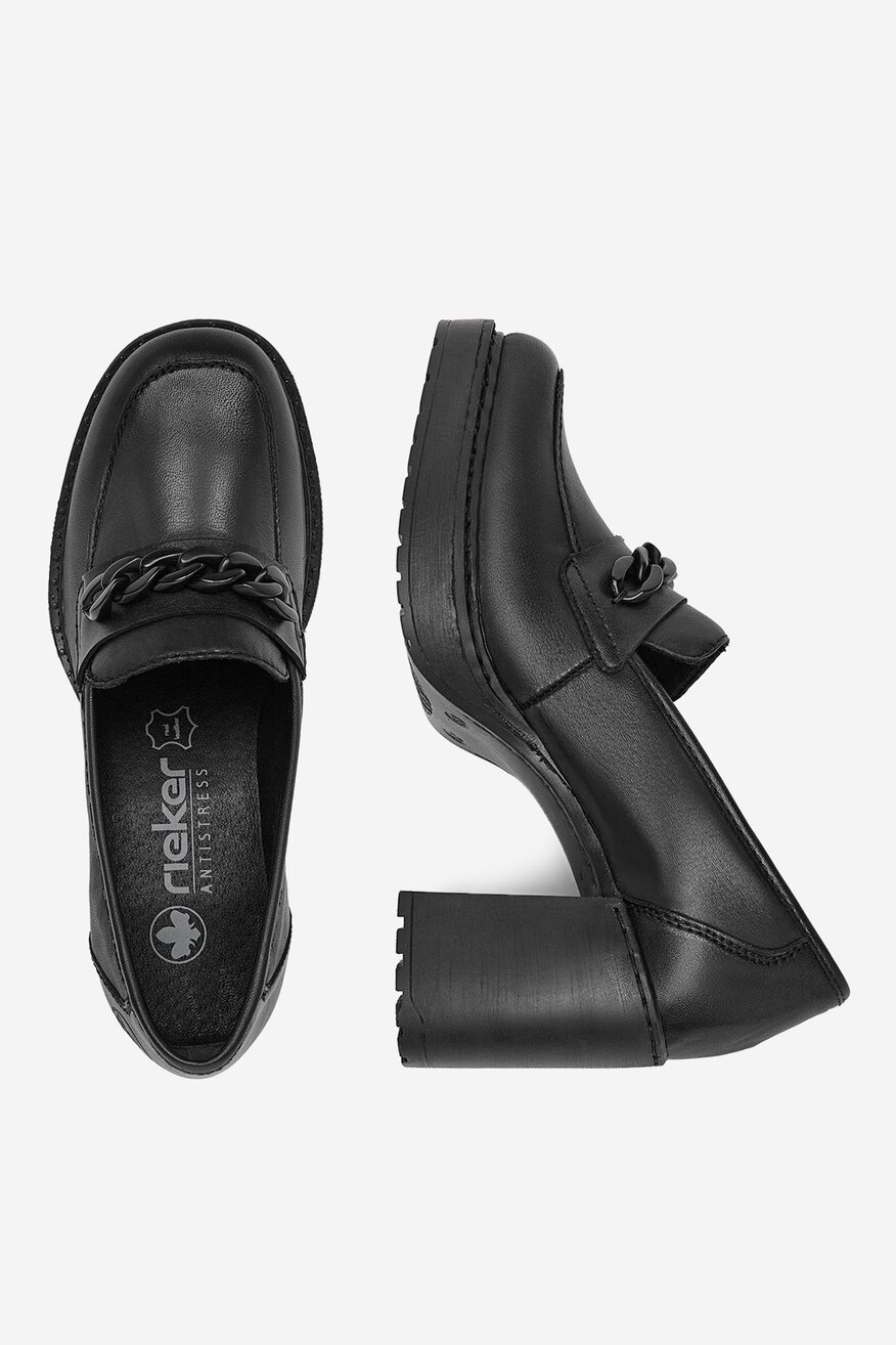 Rieker - Loafersy skórzane na obcasie - 2230074048372