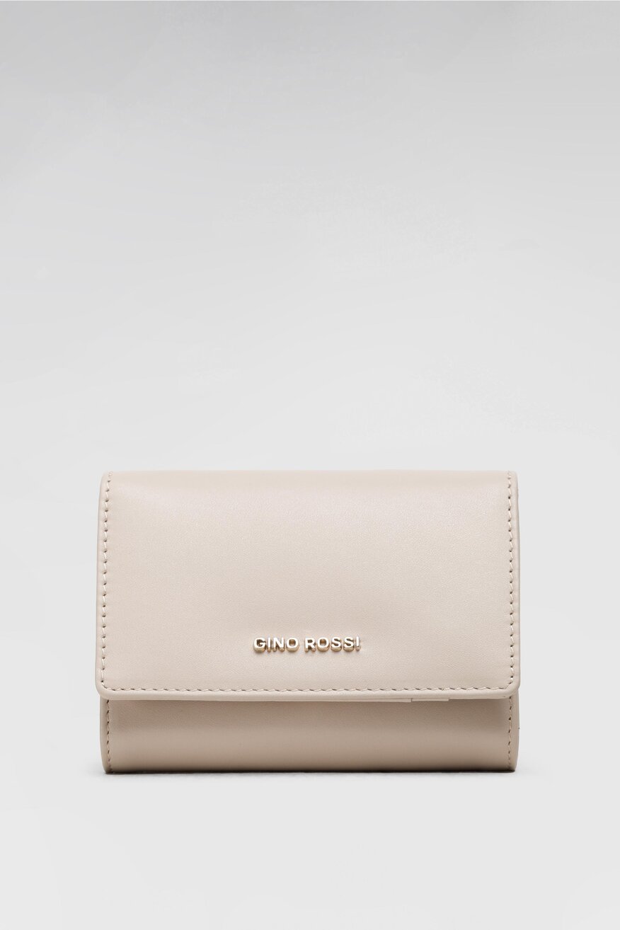 Gino Rossi - Mały portfel damski skórzany beżowy - 5904248789930