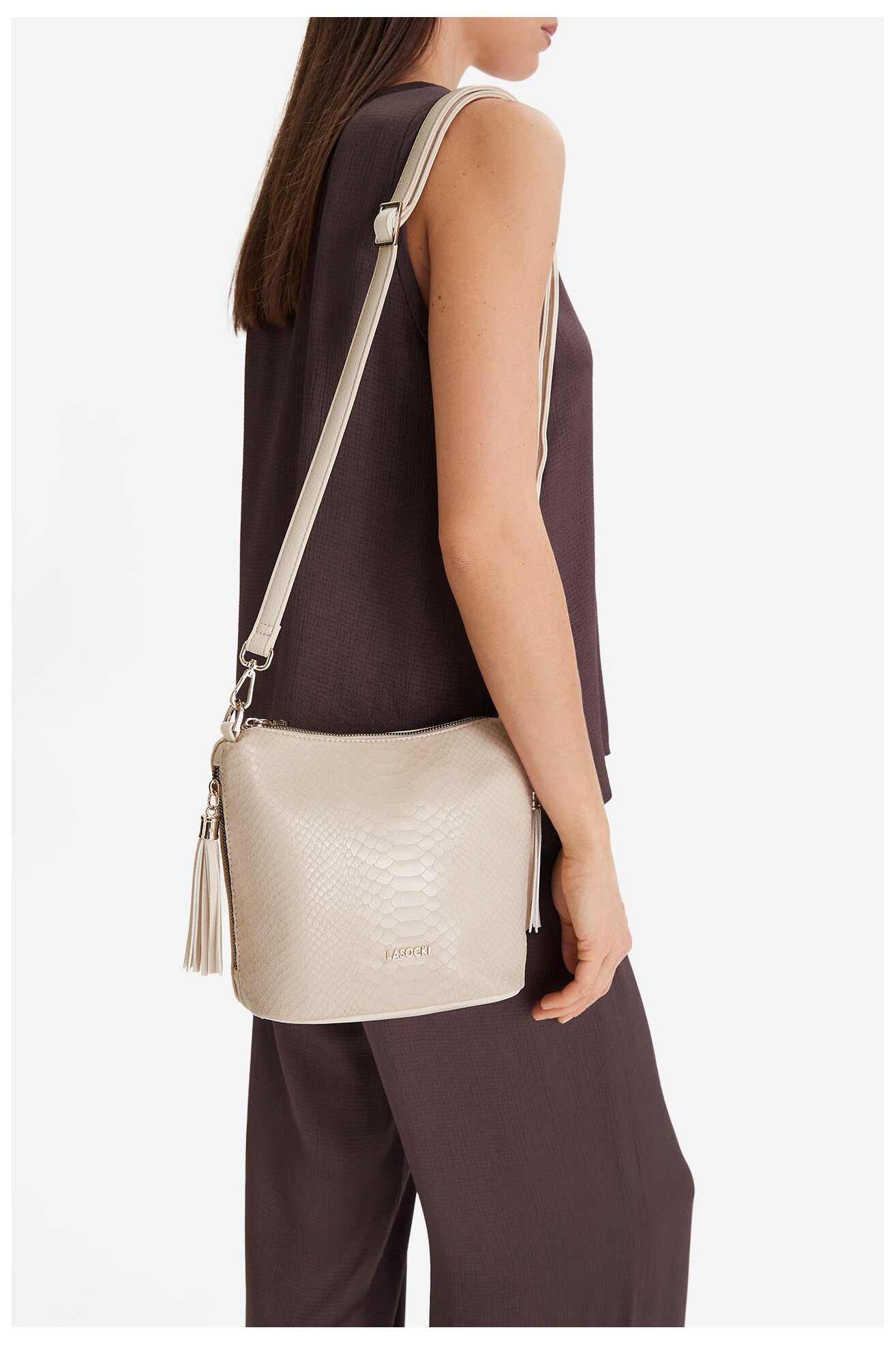 Дамска чанта Lasocki CEO-LSK-X-008-09 СЛОНОВА КОСТ
