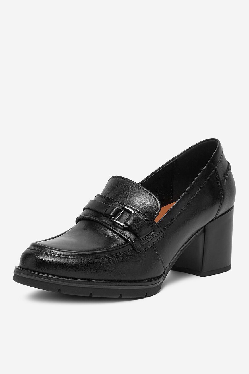 Lasocki - Loafersy skórzane na obcasie - 5906751008508