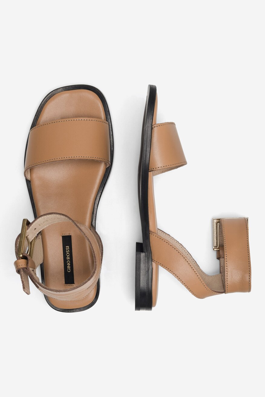 
                Gino Rossi - Skórzane sandały brązowe - 5904862791708