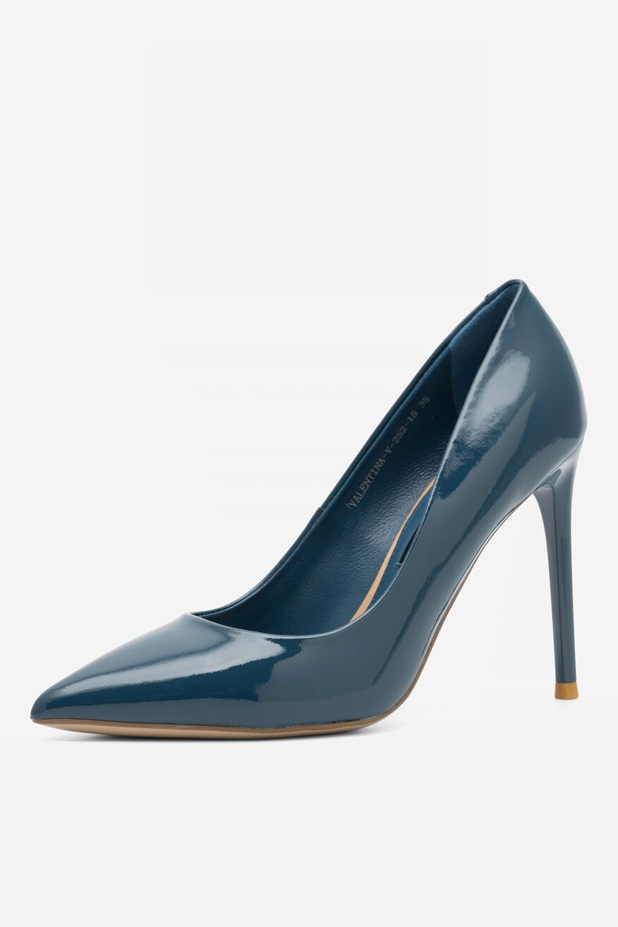 Gino Rossi - Skórzane czółenka granatowe - 5904862699165