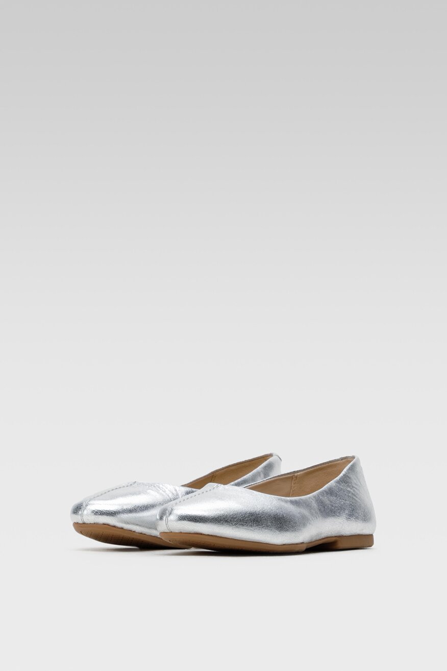 Lasocki - Skórzane baleriny metaliczne - 5904248422844
