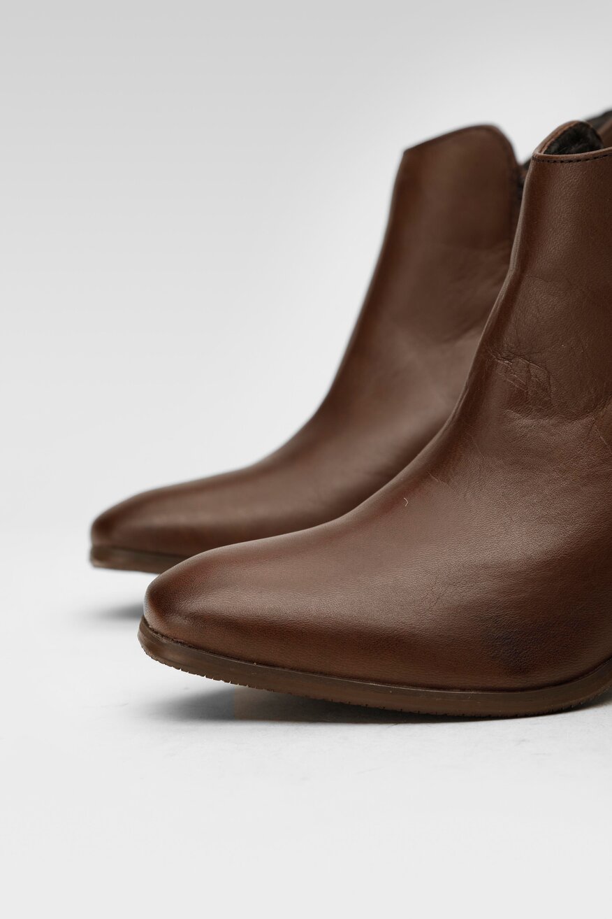 Lasocki - Skórzane botki brązowe - 5903698918655