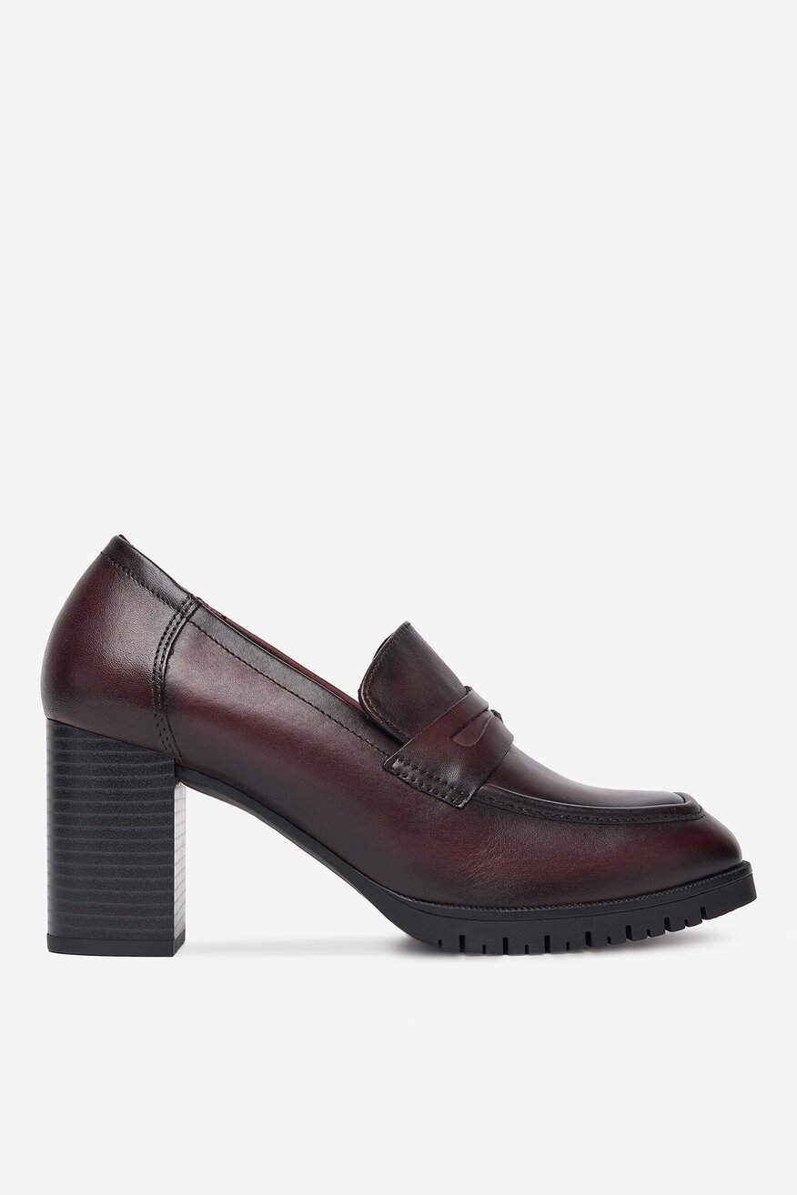 
                Lasocki - Loafersy skórzane na obcasie - 5906751354056