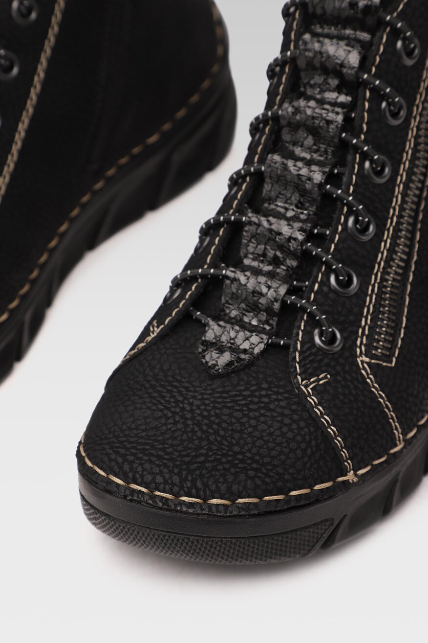 
                Rieker - Trzewiki czarne z suwakiem - 5903698872087