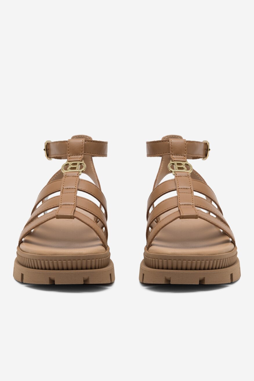 
                Badura - Skórzane sandały beżowe - 5904862752952