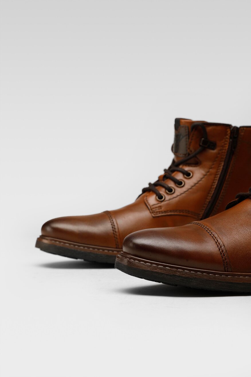 Bugatti - Skórzane trzewiki brązowe - 5903698748092