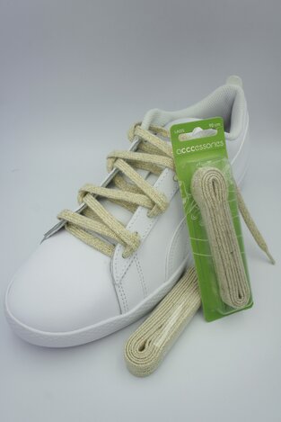 Pertle ACCCESSORIES 511 SZNUROWADŁA 120 CM Z BROKATEM BEŽ