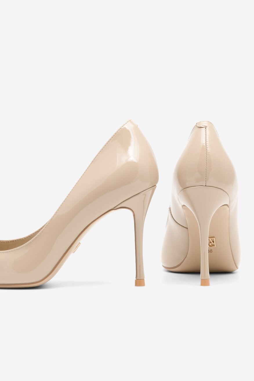 
                Gino Rossi - Skórzane czółenka beżowe - 5904862662886