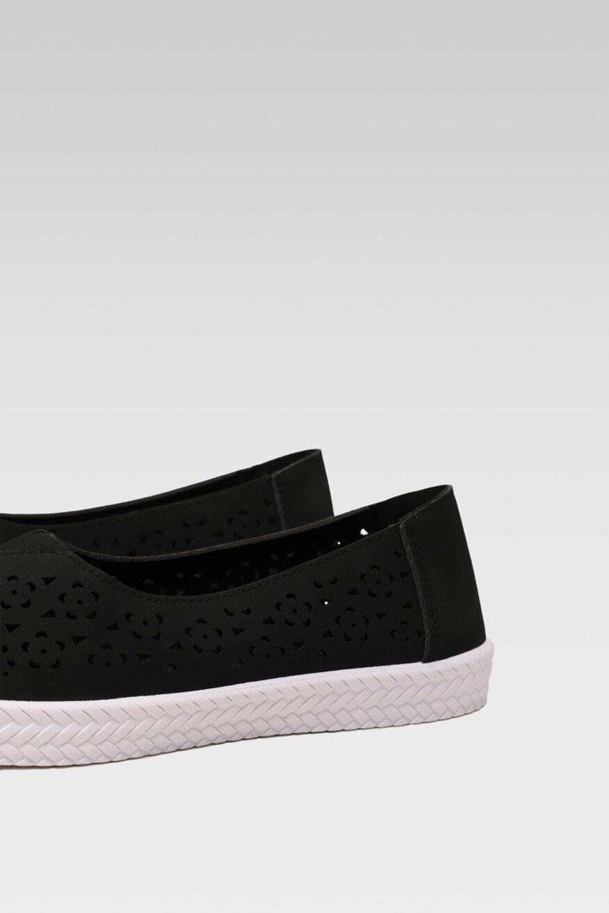 Bassano - Baleriny ażurowe czarne - 5903698657837