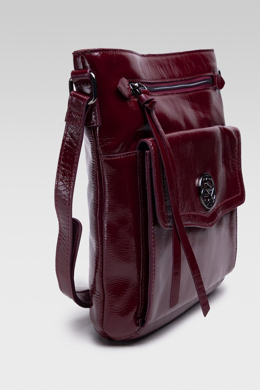 
                Lasocki - Torebka listonoszka skórzana bordowa - 5904248087548