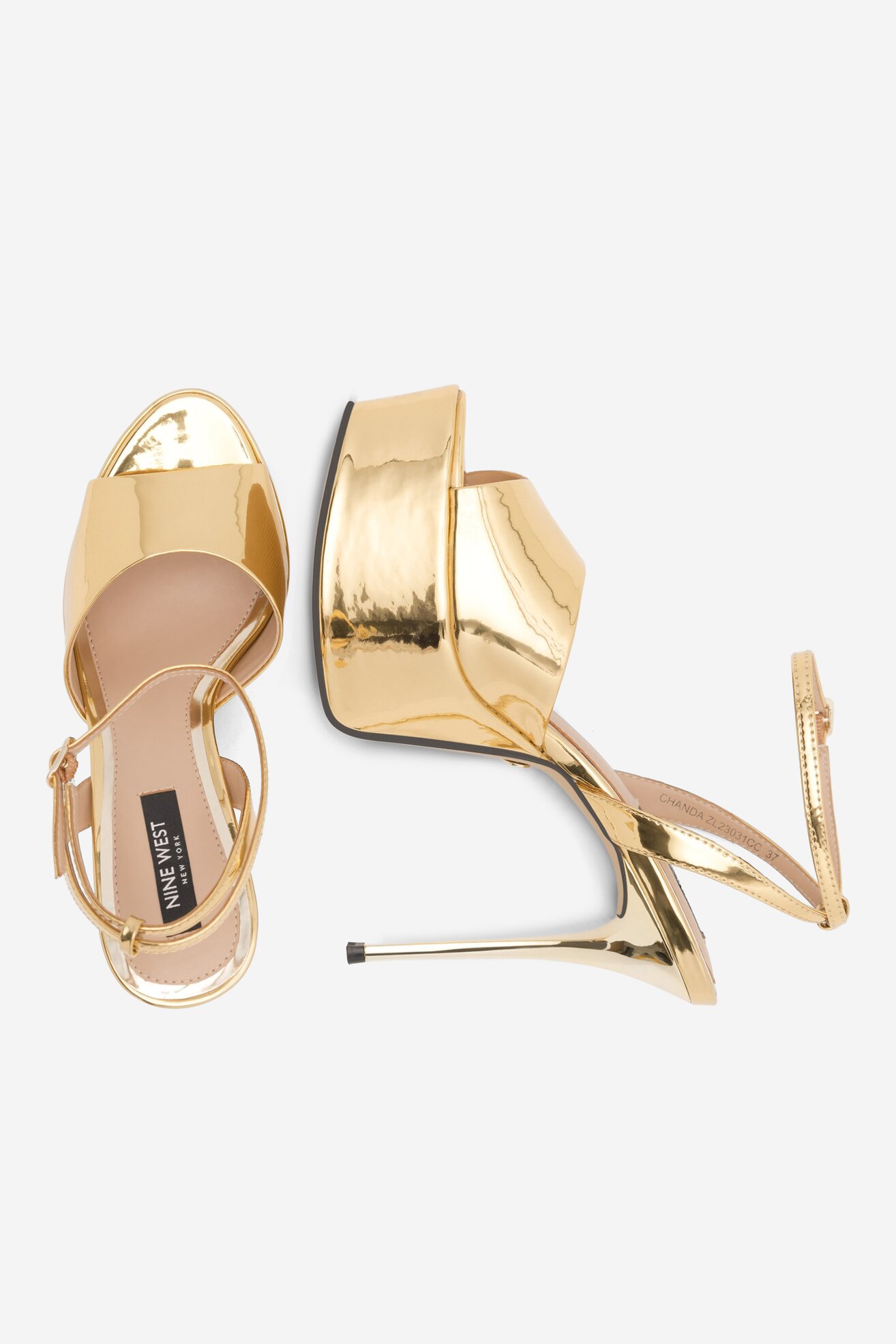 Sandały NINE WEST CHANDA ZL23031CC Złoty