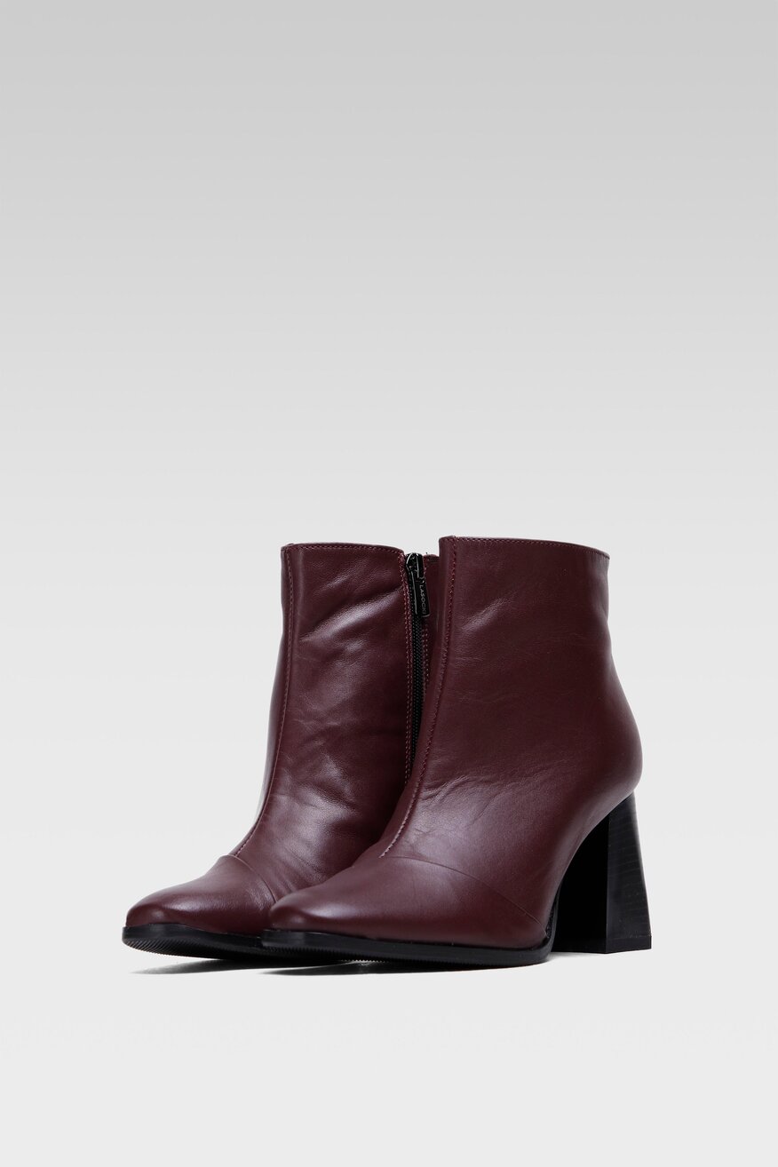 
                Lasocki - Skórzane botki bordowe - 5904248098223