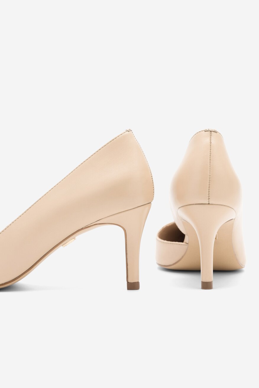 Gino Rossi - Skórzane czółenka beżowe - 5904862722375