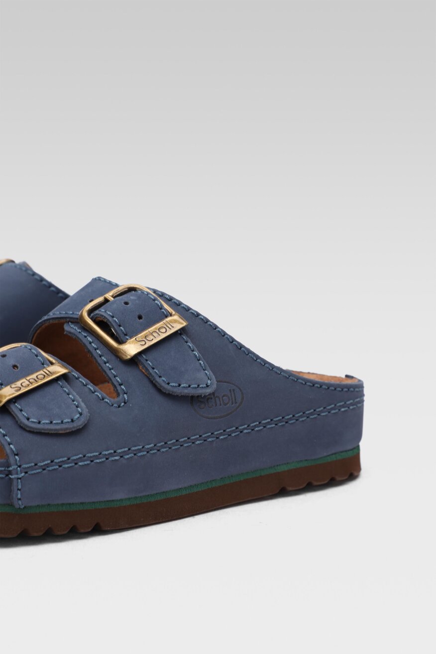 
                Scholl - Skórzane klapki granatowe - 5903698409245