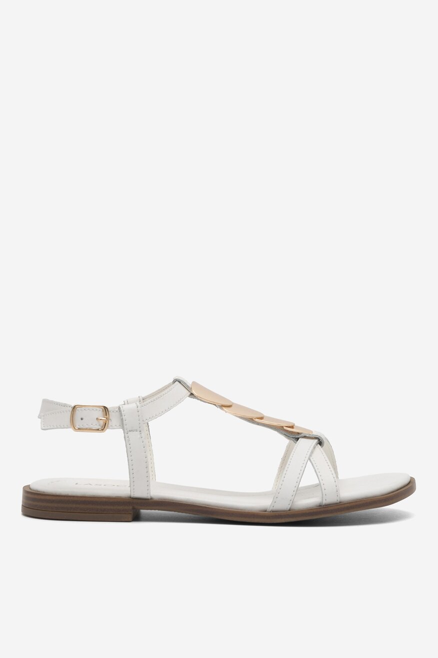 Lasocki - Skórzane sandały białe - 5904862804354