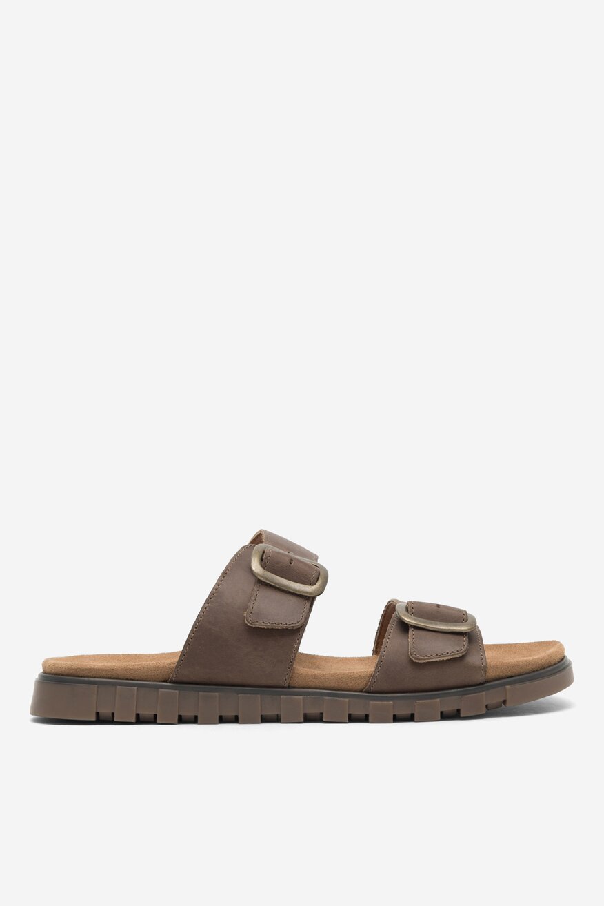 Lasocki - Skórzane klapki brązowe - 5904862864921